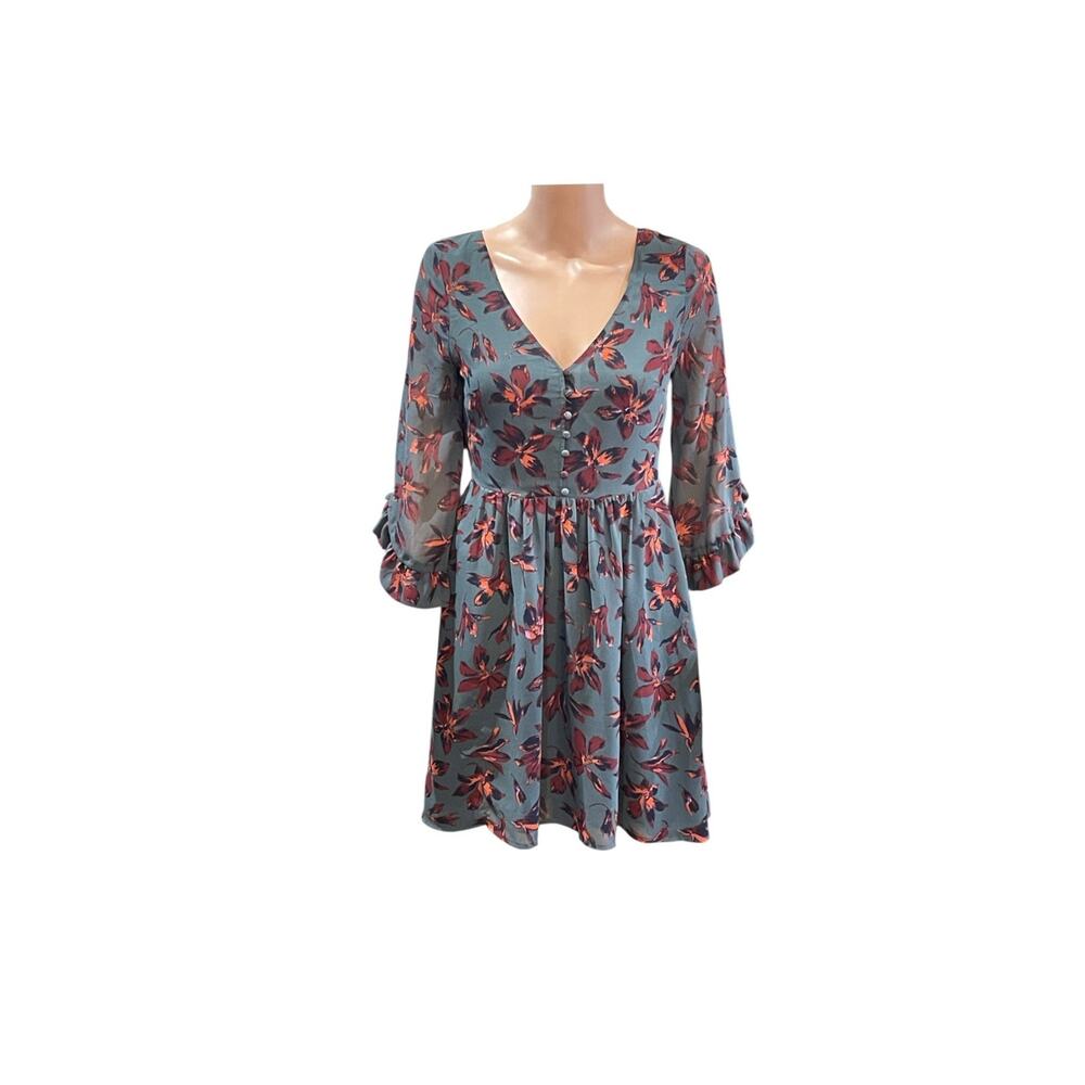 Madewell Womens Size 2 Moonblossom Ruffle-Sleeve Dress